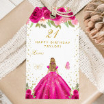 Hot Pink Floral Blonde Hair Girl Happy Birthday Gift Tags<br><div class="desc">This elegant and glamourous happy birthday gift tag can be personalized with a name. The design features a beautiful princess with blonde hair and fair skin in a hot pink ball gown. The text combines handwritten script and modern sans serif fonts for a classy and sophisticated look. The floral arrangements,...</div>