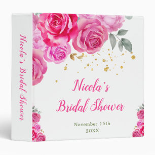 Hot Pink Floral Bridal Shower Photo Album Binder