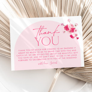 Hot Pink Floral Bridal Shower Thank You Card