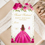 Hot Pink Floral Brown Hair Princess Sweet Sixteen Gift Tags<br><div class="desc">This elegant and glamourous sweet sixteen birthday gift tag can be personalized with a name. The design features a beautiful princess with brown red hair and fair skin in a hot pink ball gown. The text combines handwritten script and modern sans serif fonts for a classy and sophisticated look. The...</div>