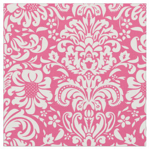 Hot Pink Floral Damask Fabric