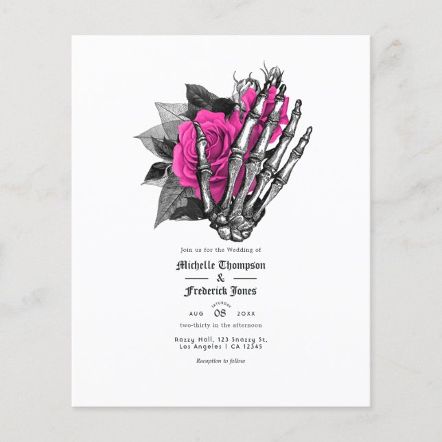 Hot-Pink Floral Gothic Wedding Flyer (Front)