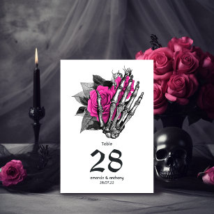 Hot-Pink Floral Gothic Wedding Table Number