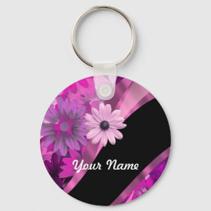Hot pink floral keychain