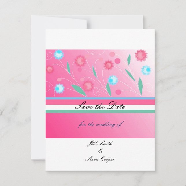 Hot  Pink Floral  Save the Date (Front)