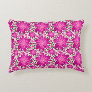 Hot Pink Floral Seamless Pattern  Accent Pillow