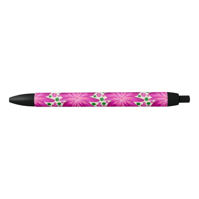 Hot pink floral seamless pattern  black ink pen (Front)