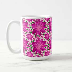 Hot Pink Floral Seamless Pattern  Coffee Mug
