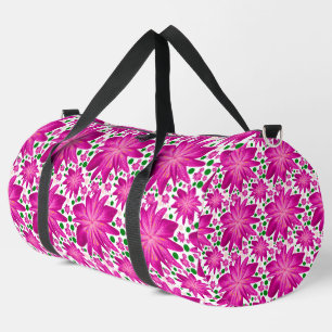 Hot pink floral seamless pattern duffle bag