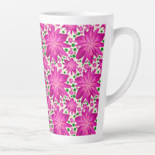 Hot Pink Floral Seamless Pattern  Latte Mug