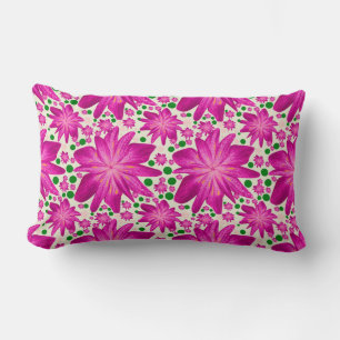 Hot pink floral seamless pattern lumbar pillow