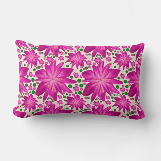 Hot pink floral seamless pattern  lumbar pillow (Front)