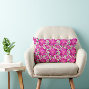 Hot Pink Floral Seamless Pattern  Lumbar Pillow