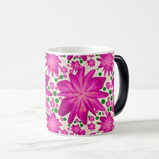 Hot pink floral seamless pattern  magic mug (Front Right)