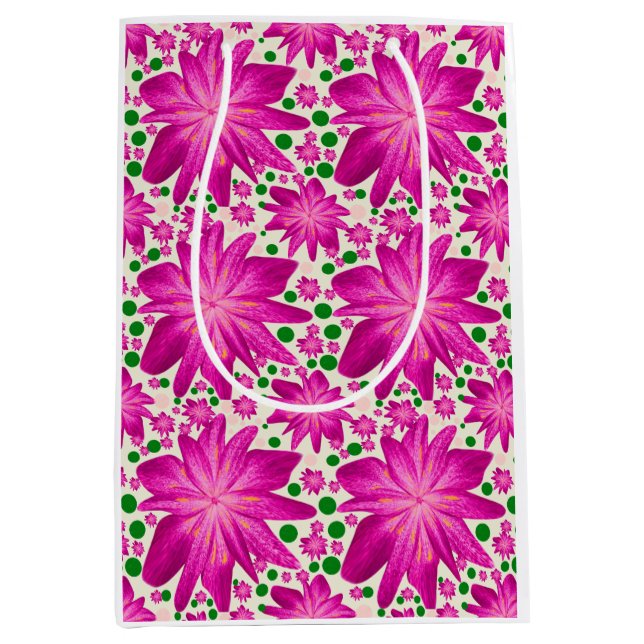 Hot Pink Floral Seamless Pattern Medium Gift Bag (Front)