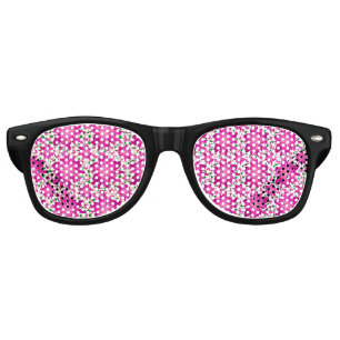 Hot pink floral seamless pattern  retro sunglasses