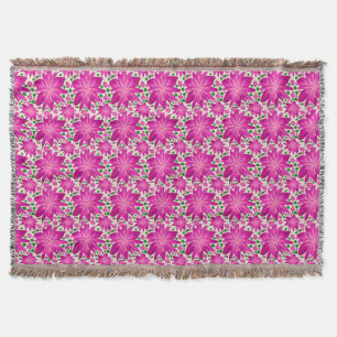 Hot pink floral seamless pattern throw blanket