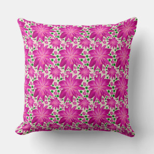 Hot Pink Floral Seamless Pattern  Throw Pillow
