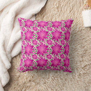 Hot Pink Floral Seamless Pattern  Throw Pillow