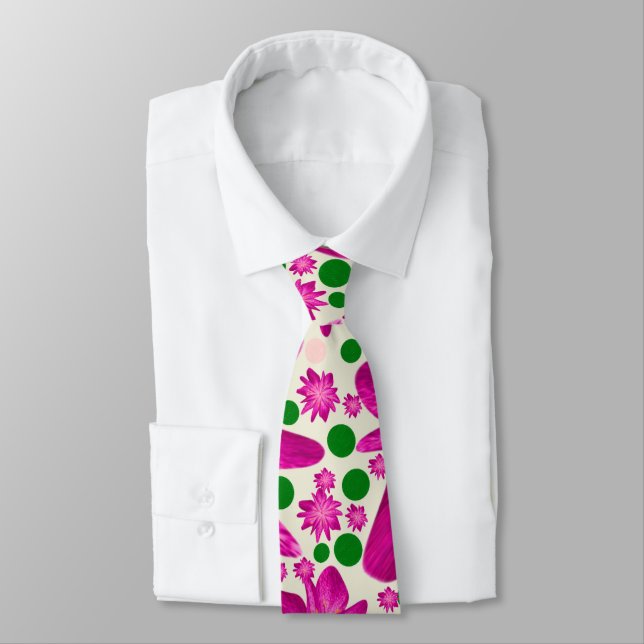 Hot pink floral seamless pattern  tie (Tied)