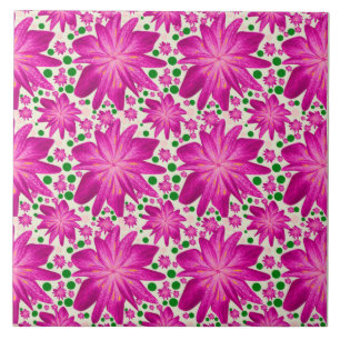 Hot pink floral seamless pattern tile