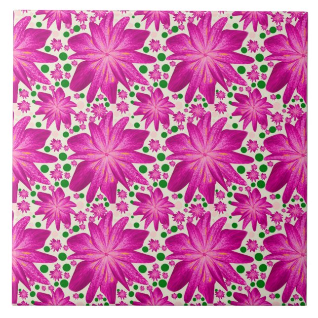 Hot pink floral seamless pattern  tile (Front)