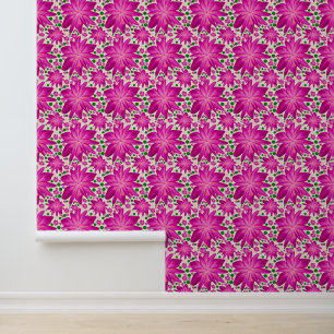 Hot Pink Floral Seamless Pattern Wallpaper