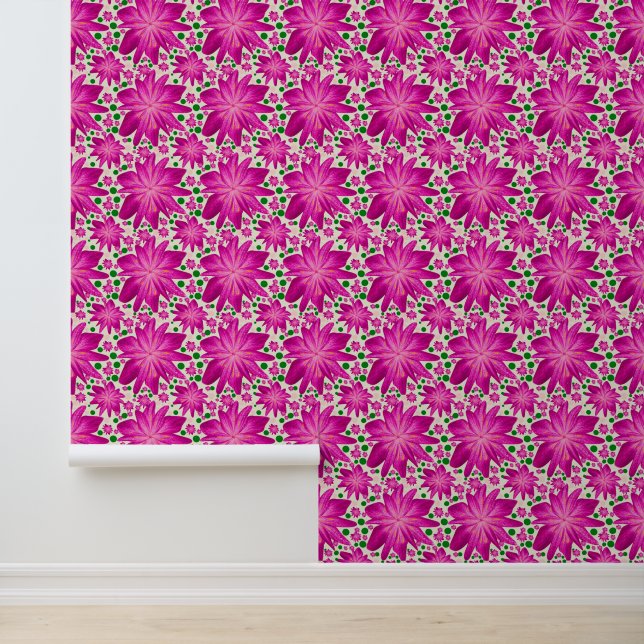 Hot Pink Floral Seamless Pattern Wallpaper (Application)
