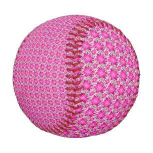 Hot Pink floral seamless pattern with polka dots Baseball