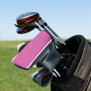 Hot Pink floral seamless pattern with polka dots  Golf Head Cover