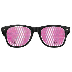 Hot Pink floral seamless pattern with polka dots Retro Sunglasses