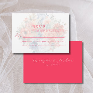 Hot Pink Floral Spring Wedding RSVP Card