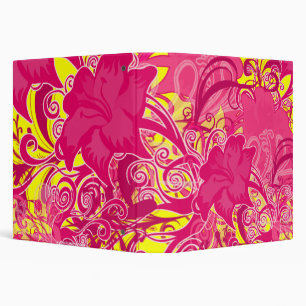 Hot Pink Flower Flourishes Patterned Binder