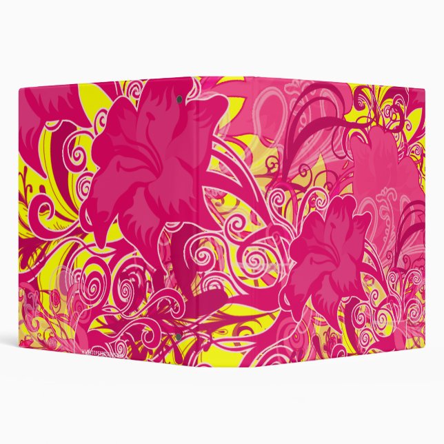 Hot Pink Flower Flourishes Patterned Binder (Background)