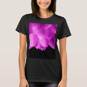 Hot pink flower petals on black T-Shirt