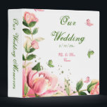 hot pink flowers greenery butterflies photo album binder<br><div class="desc">dreamy romantic hot pink flowers and green leaves with beautiful butterflies botanical wedding photo album binder</div>