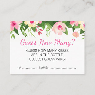 Hot Pink Flowers Guess How Many Baby Shower Game Business Card