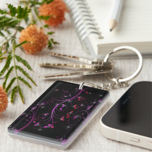 Hot Pink Flowers Keychain