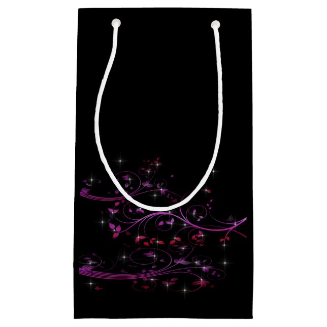 Hot Pink Flowers Small Gift Bag (Front)
