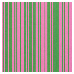 Hot Pink & Forest Green Coloured Lines Fabric