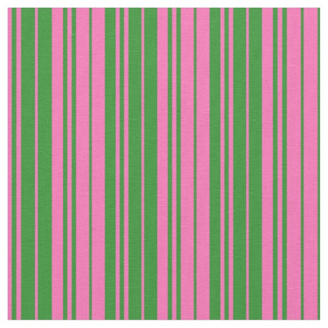 Hot Pink & Forest Green Coloured Lines Fabric (Close Up)