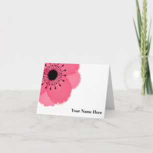 Hot Pink French Anemone Personalized Note Card