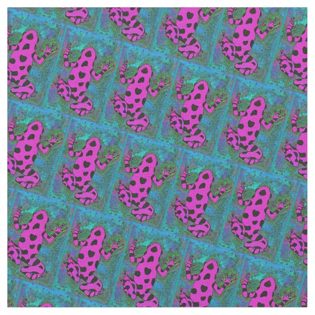 Hot Pink Frog with Black Spots Fabric (Close Up)