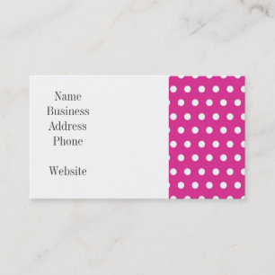 Hot Pink Fuchsia and White Polka Dots Pattern Gift Business Card