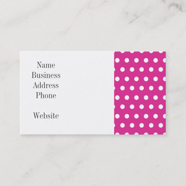 Hot Pink Fuchsia and White Polka Dots Pattern Gift Business Card (Front)