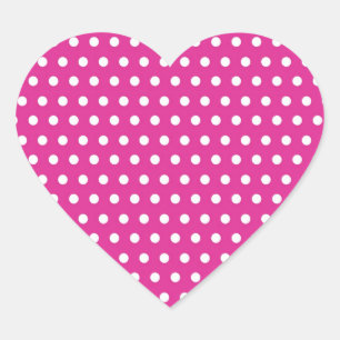 Hot Pink Fuchsia and White Polka Dots Pattern Gift Heart Sticker