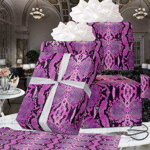 Hot Pink Fuchsia Boa Constrictor Snakeskin Wrapping Paper