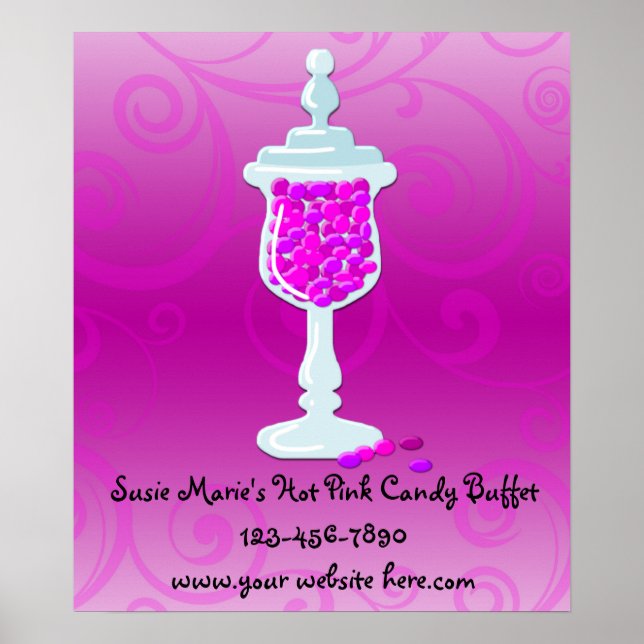 Hot Pink Fuchsia Candy Buffet Poster (Front)