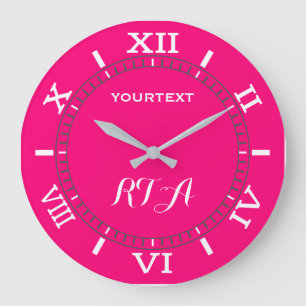 Hot Pink Fuchsia Decor Dial Easily Personalized Large Clock