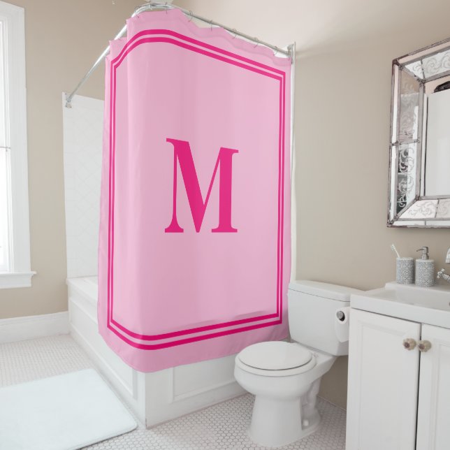 Hot Pink Fuchsia Monograms Stripe Custom Name (In Situ)